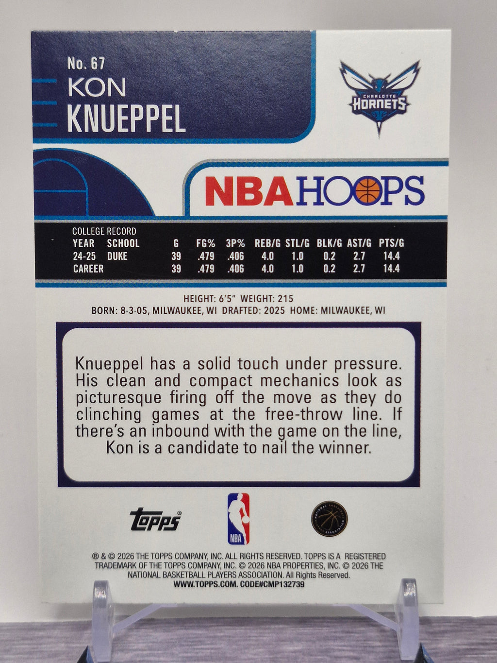 2025-26 Hoops #67 Kon Knueppel