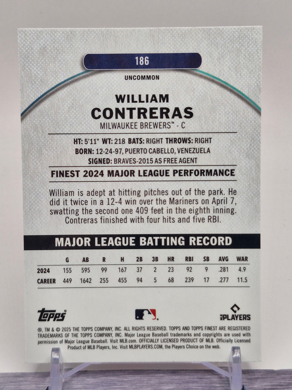 2025 Finest #186 William Contreras