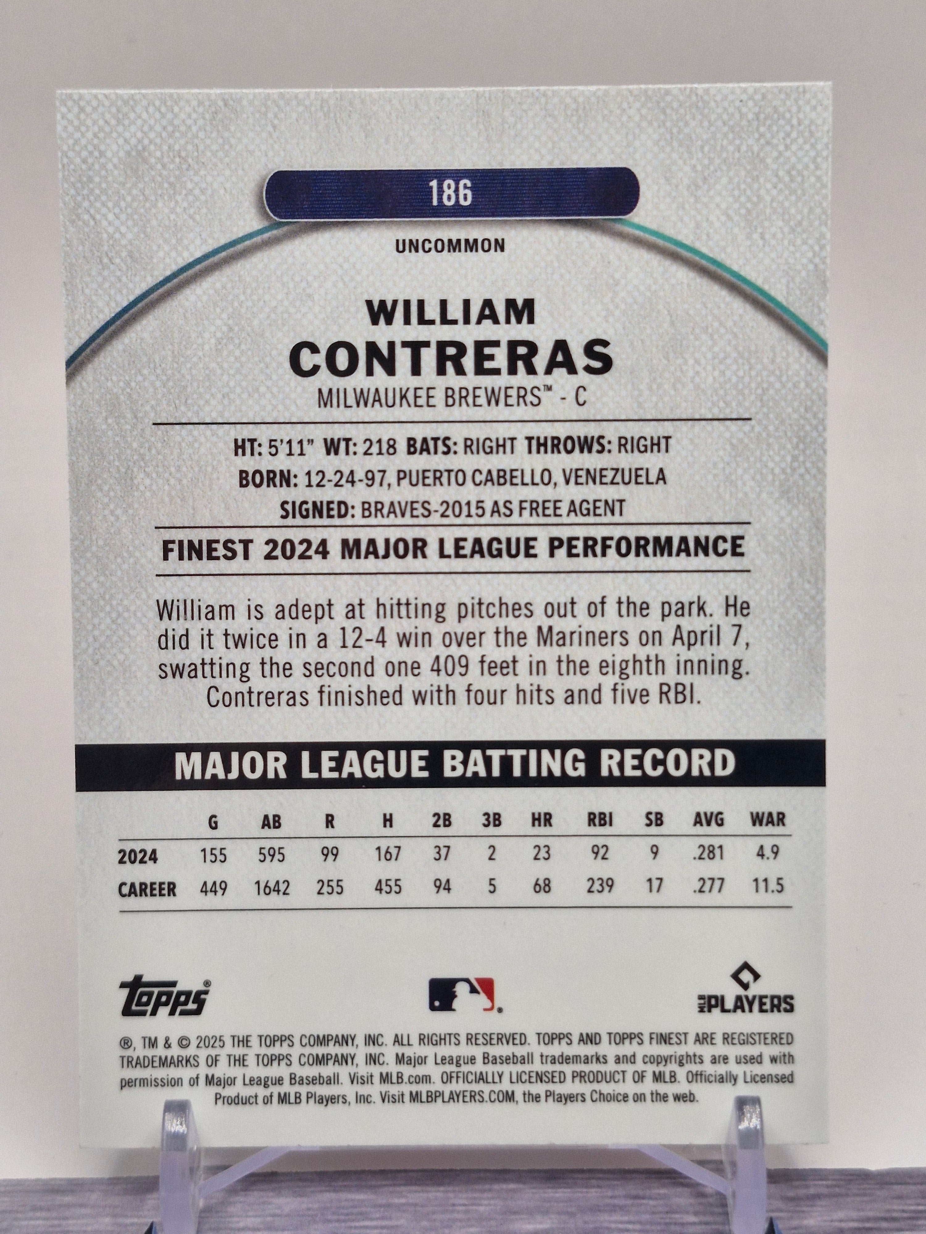 2025 Finest #186 William Contreras