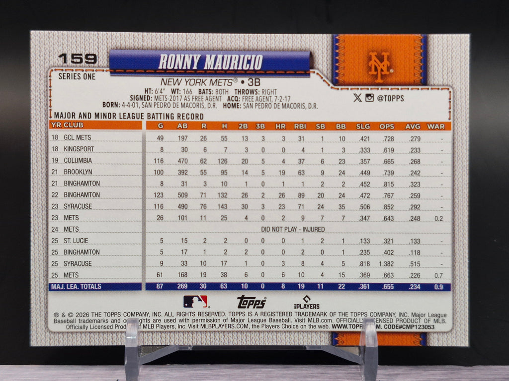 2026 Topps #159 Ronny Mauricio Topps Foil Pattern