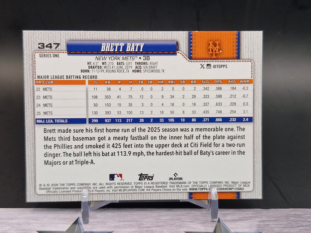 2026 Topps #347 Brett Baty Spring Training