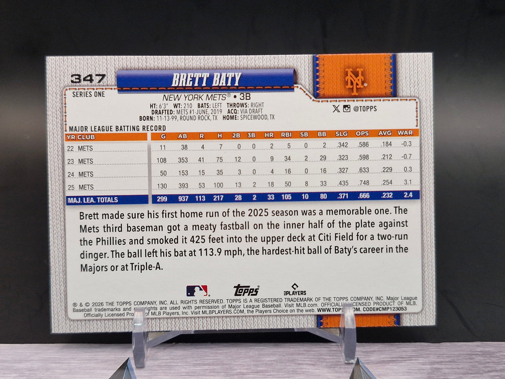 2026 Topps #347 Brett Baty Silver Crackle Foil