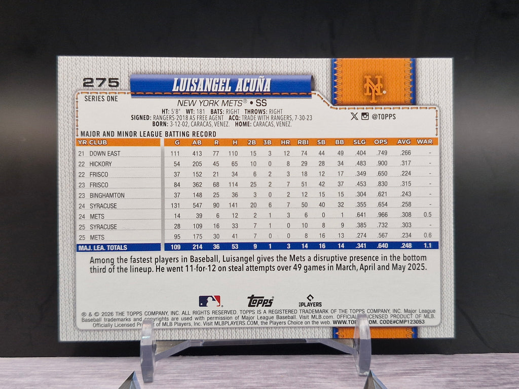 2026 Topps #275 Luisangel Acuña Spring Training