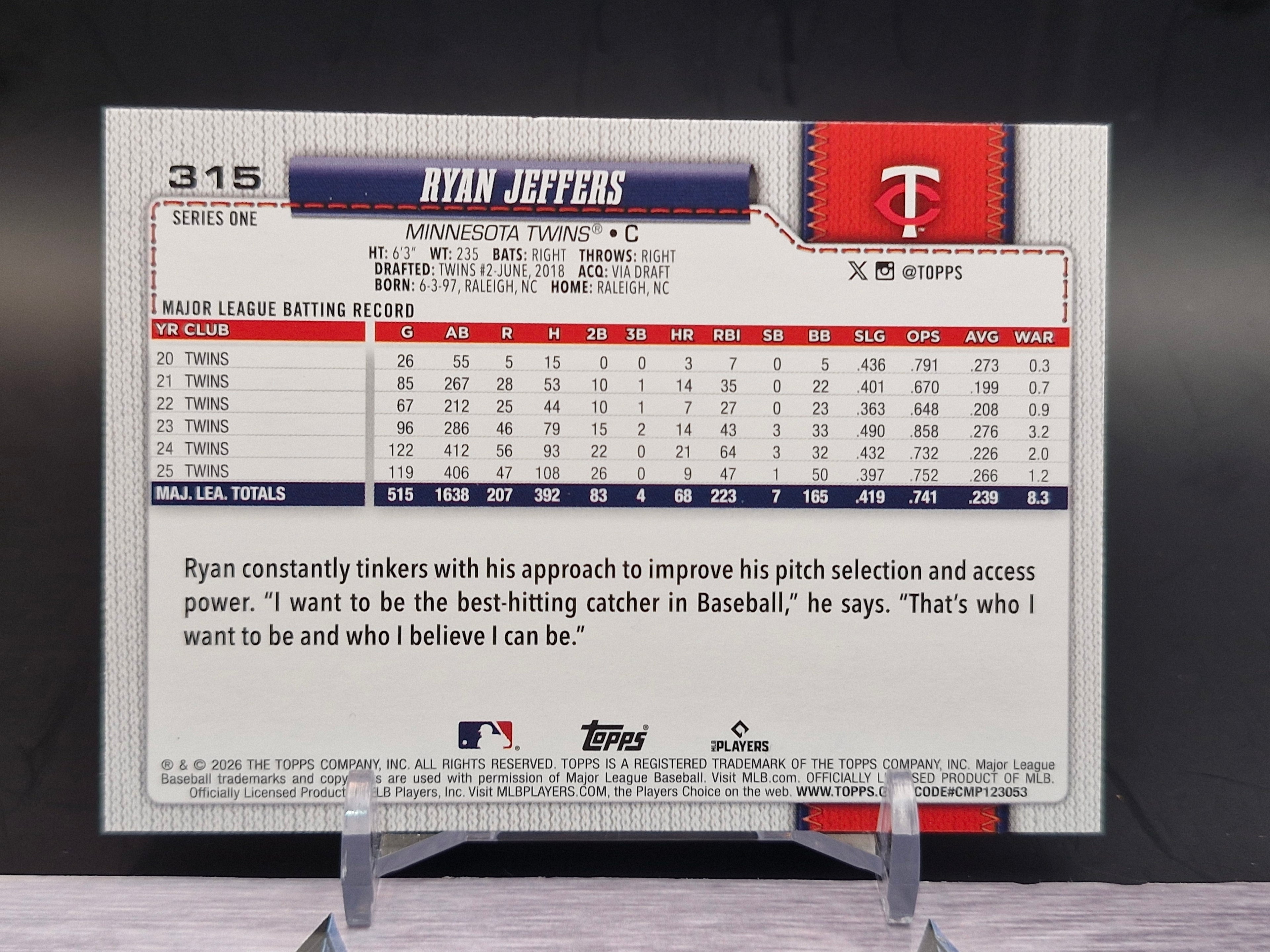2026 Topps #315 Ryan Jeffers Spring Training