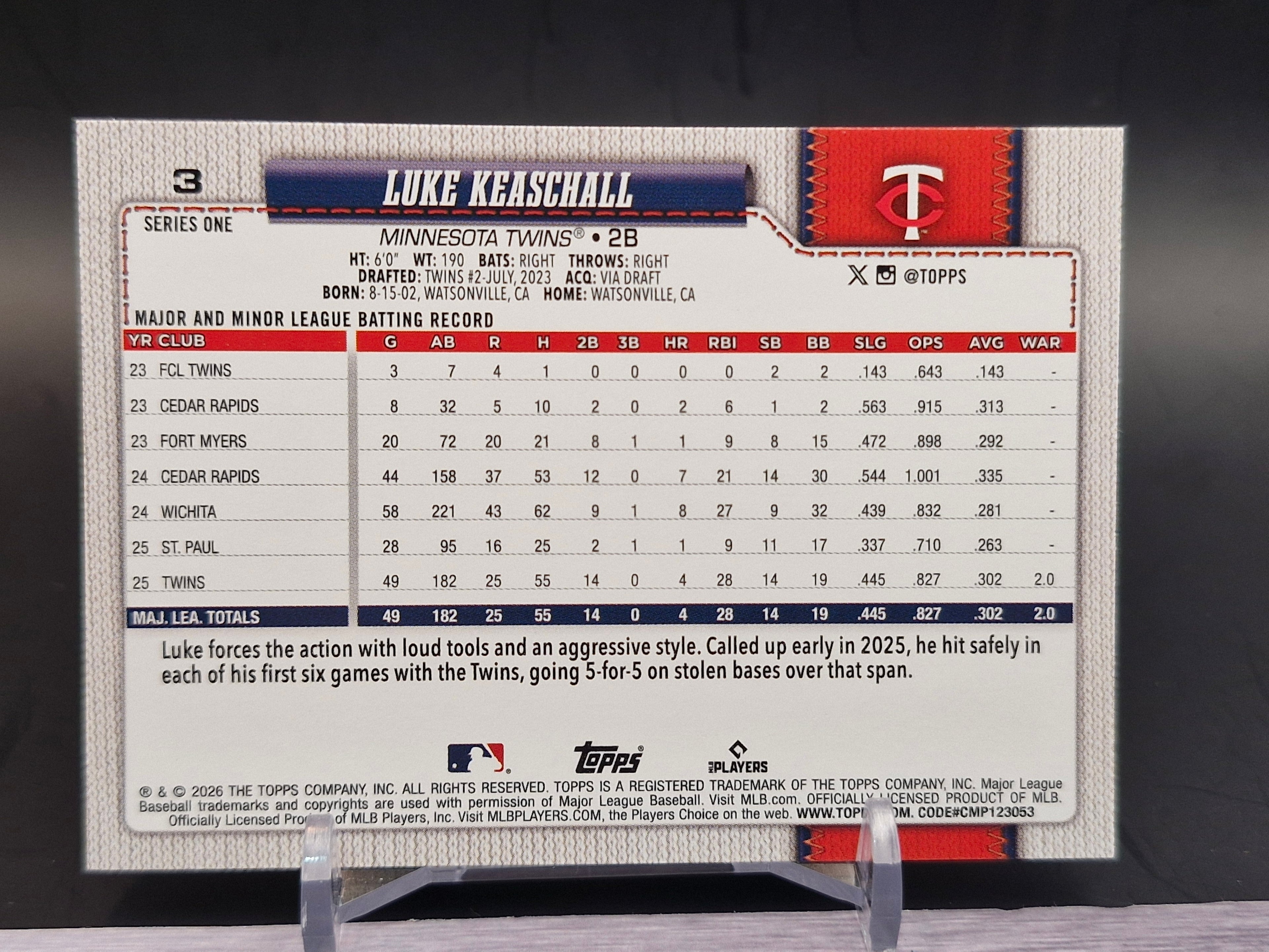 2026 Topps #3 Luke Keaschall
