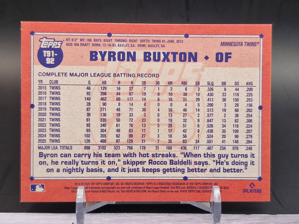 2026 Topps #T91-92 Byron Buxton 1991 35th Anniversary