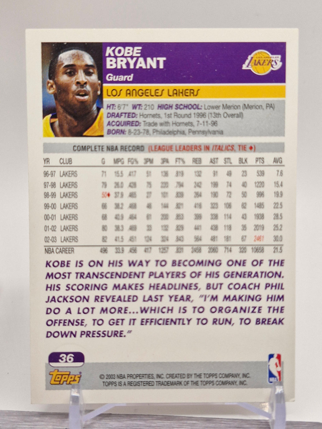 2003-04 Topps Chrome #36 Kobe Bryant