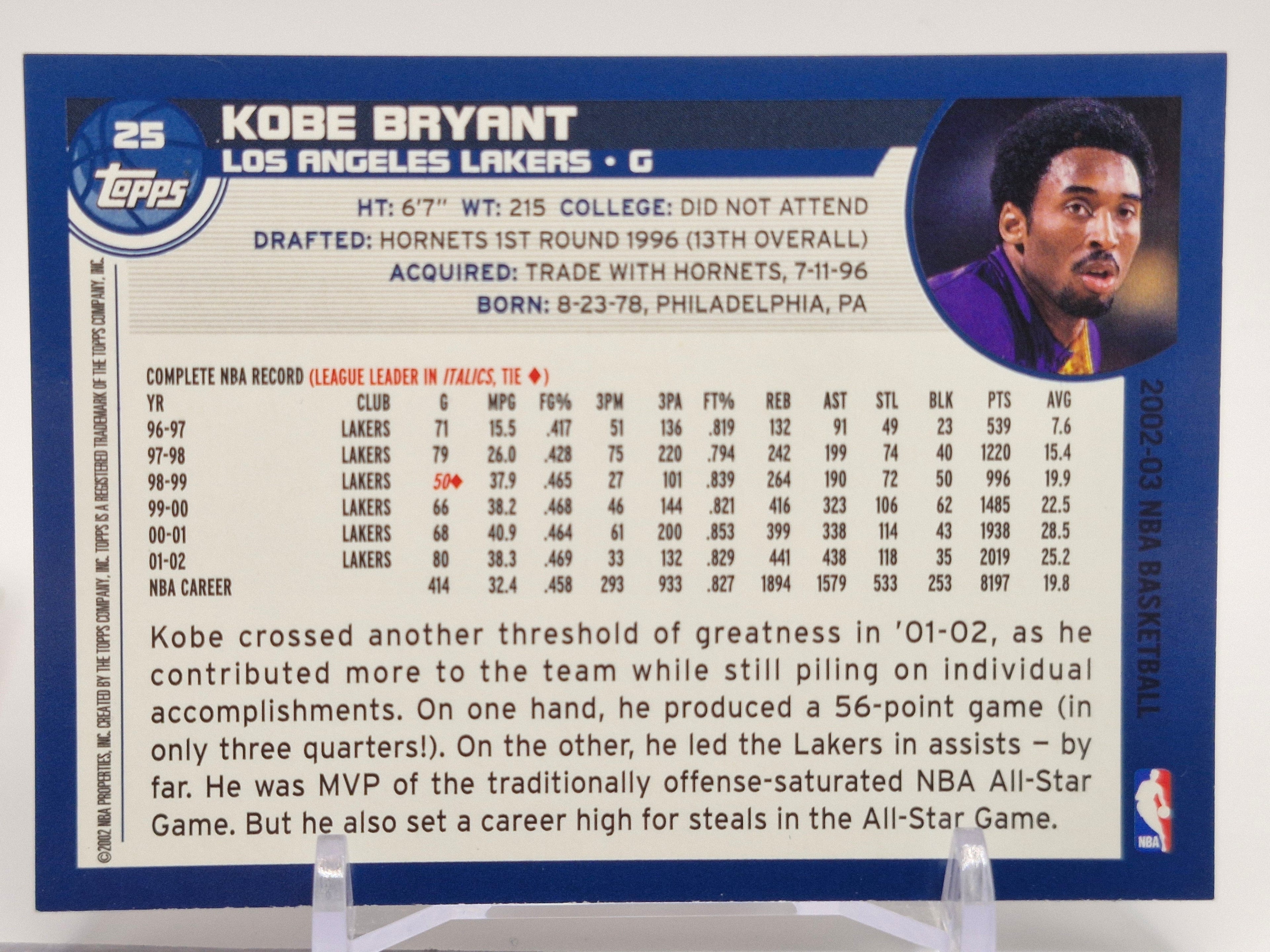 2002-03 Topps #25 Kobe Bryant Black #/500