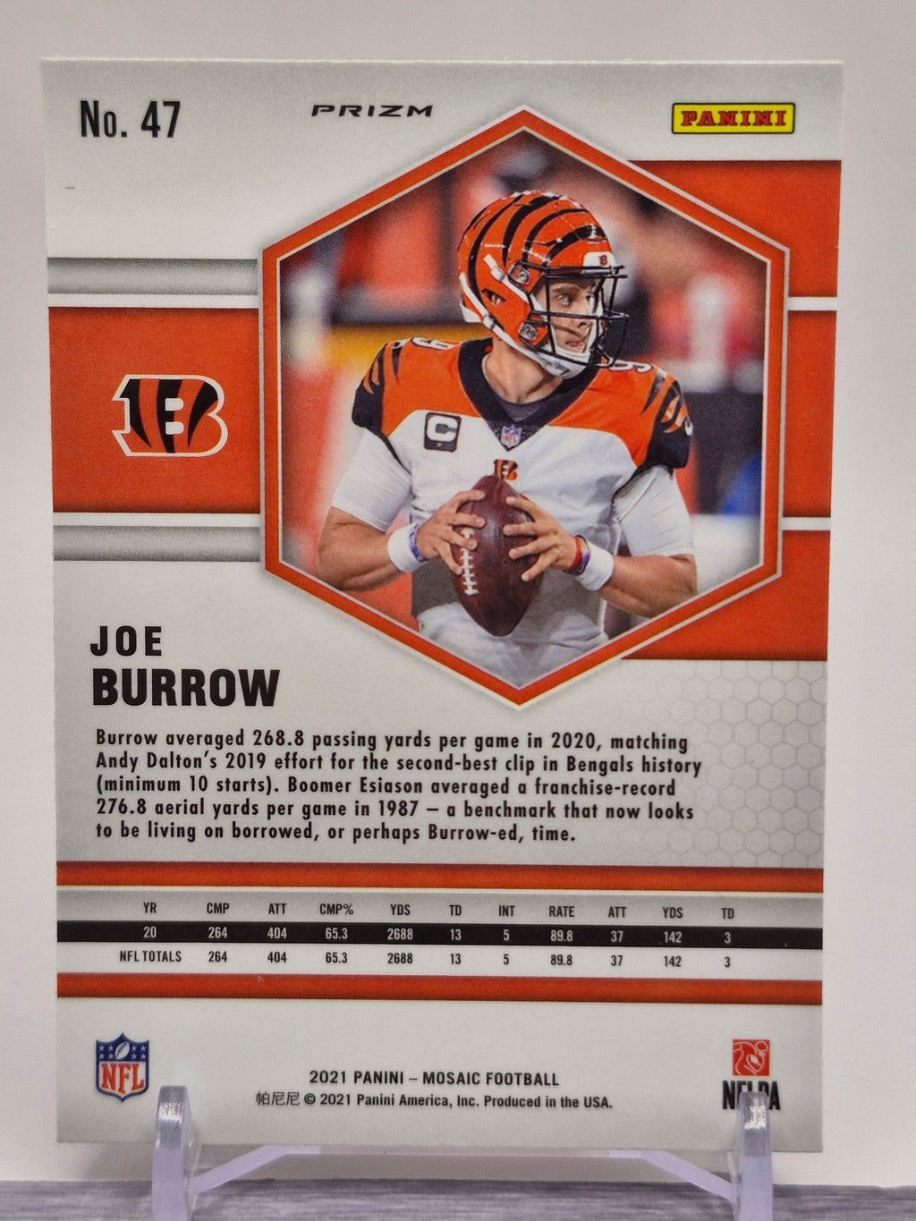 2021 Panini Mosaic #47 Joe Burrow Prizm Reactive Orange