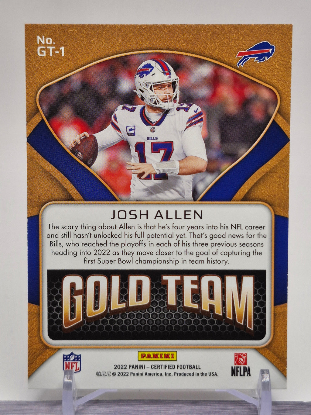 2022 Panini Certified #GT-1 Josh Allen Gold Team