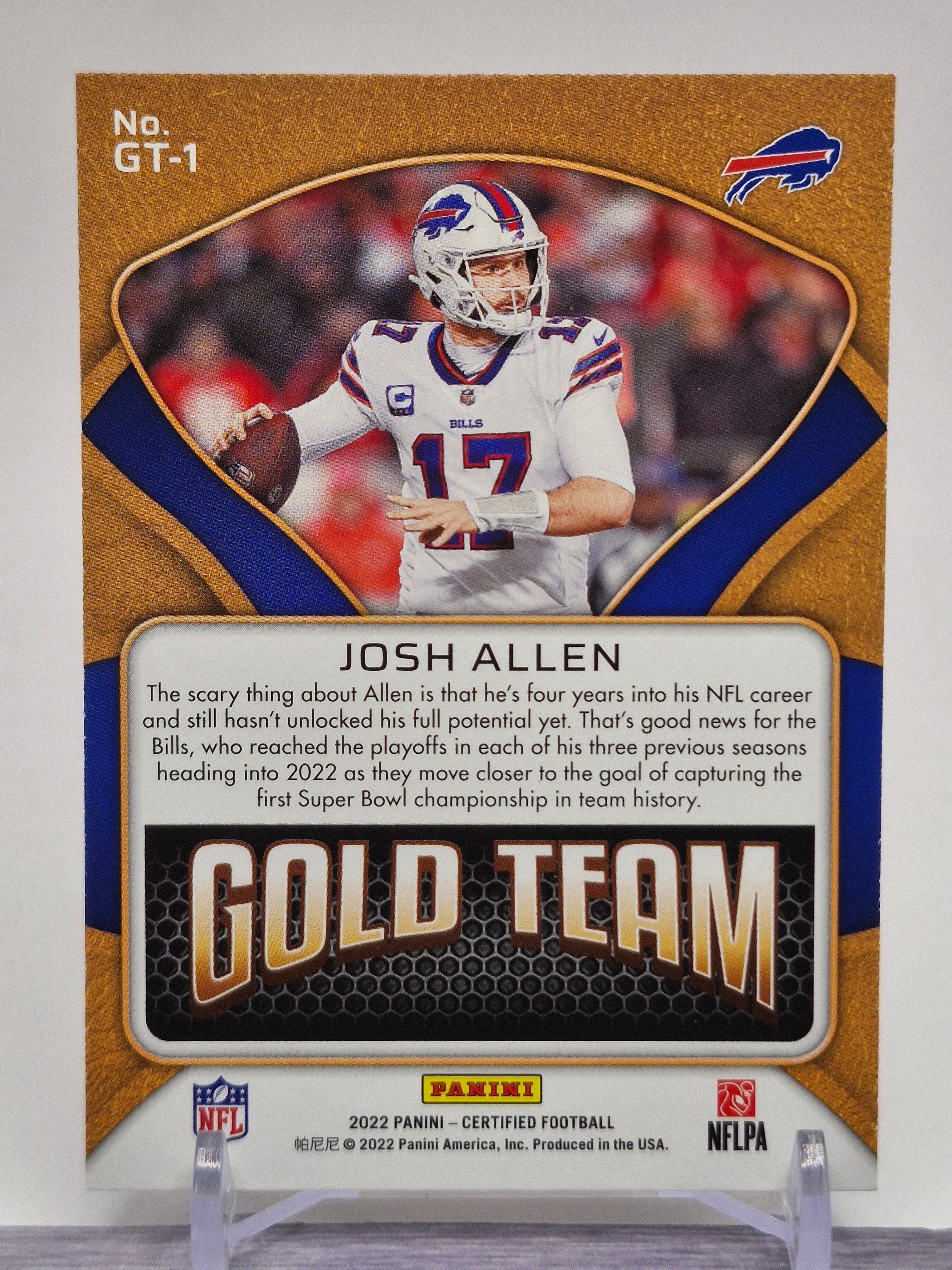 2022 Panini Certified #GT-1 Josh Allen Gold Team