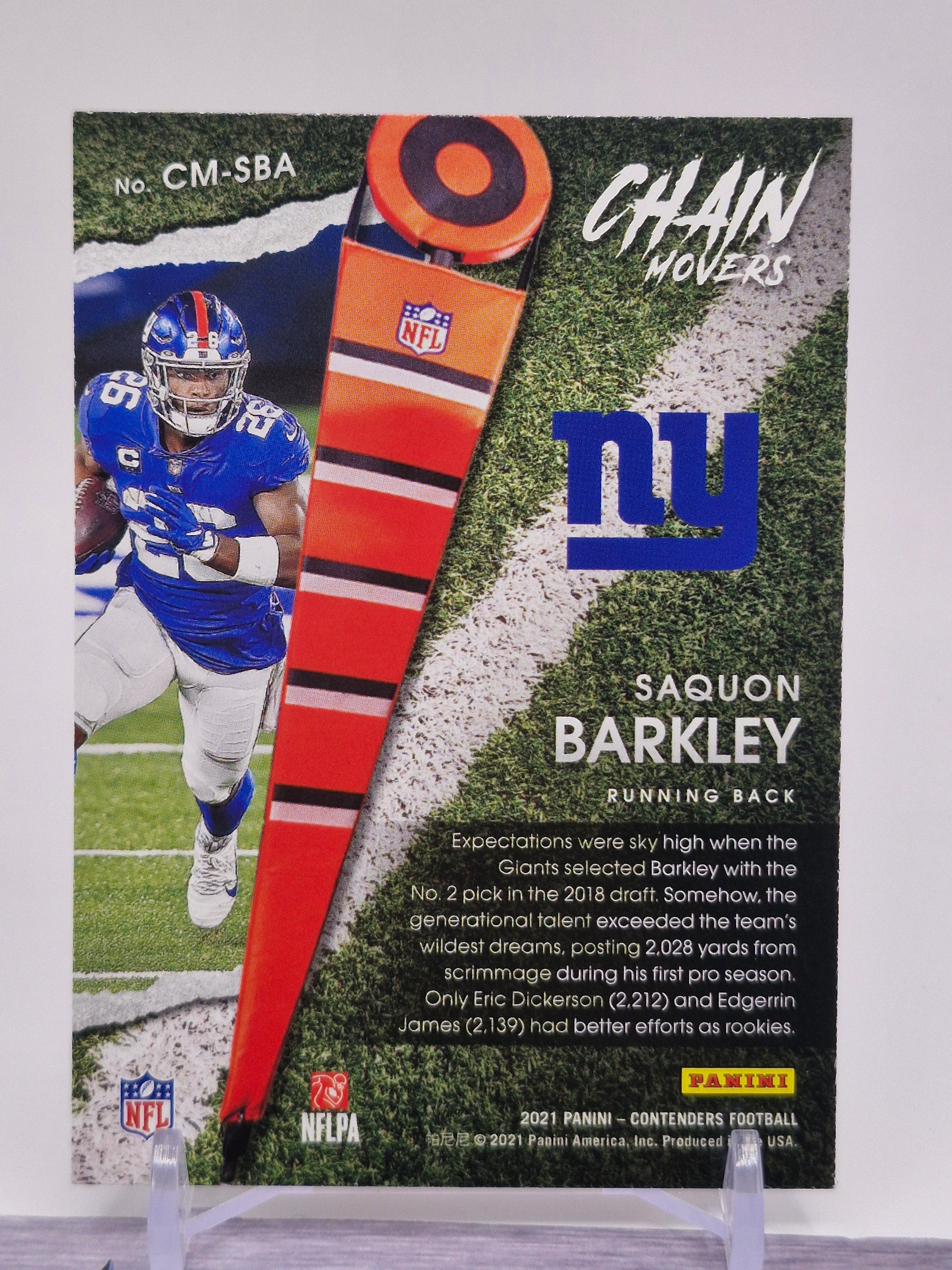 2021 Panini Contenders #CM-SBA Saquon Barkley Chain Movers