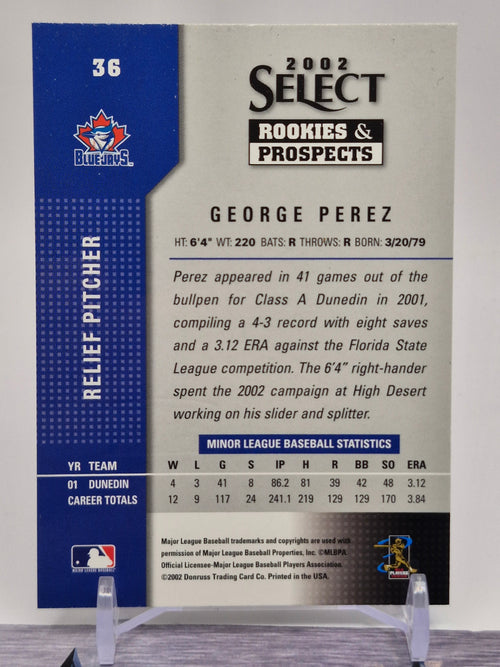 2002 Select Rookies & Prospects #36 George Perez