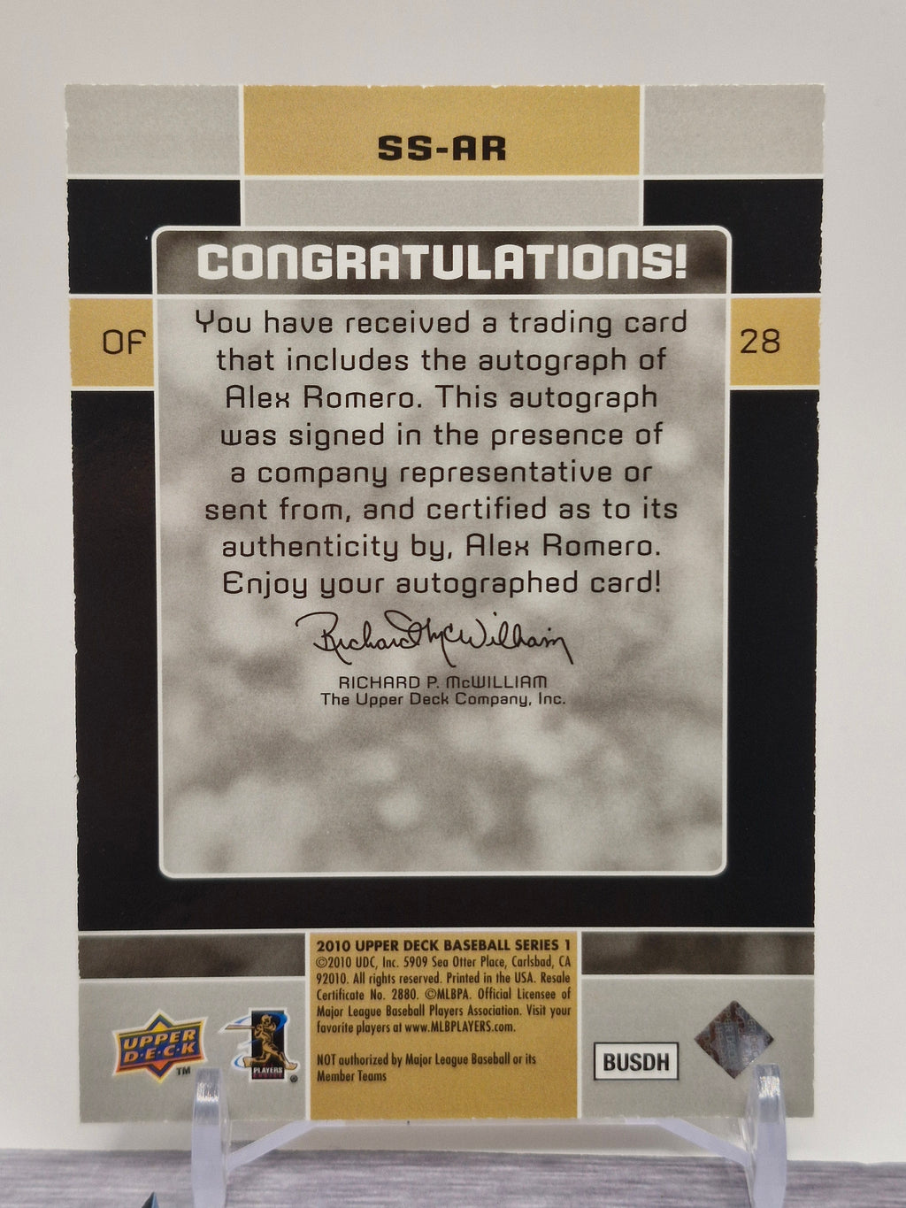 2010 Upper Deck #SS-AR Alex Romero Signature Sensations
