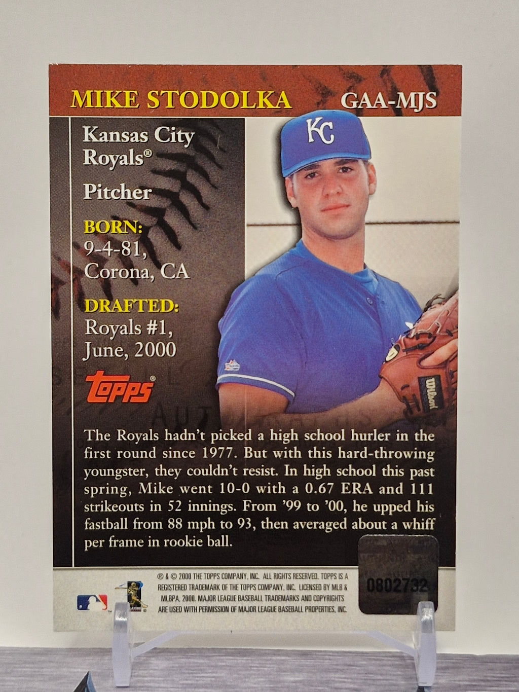 2001 Topps #GAA-MJS Mike Stodolka Golden Anniversary Autographs