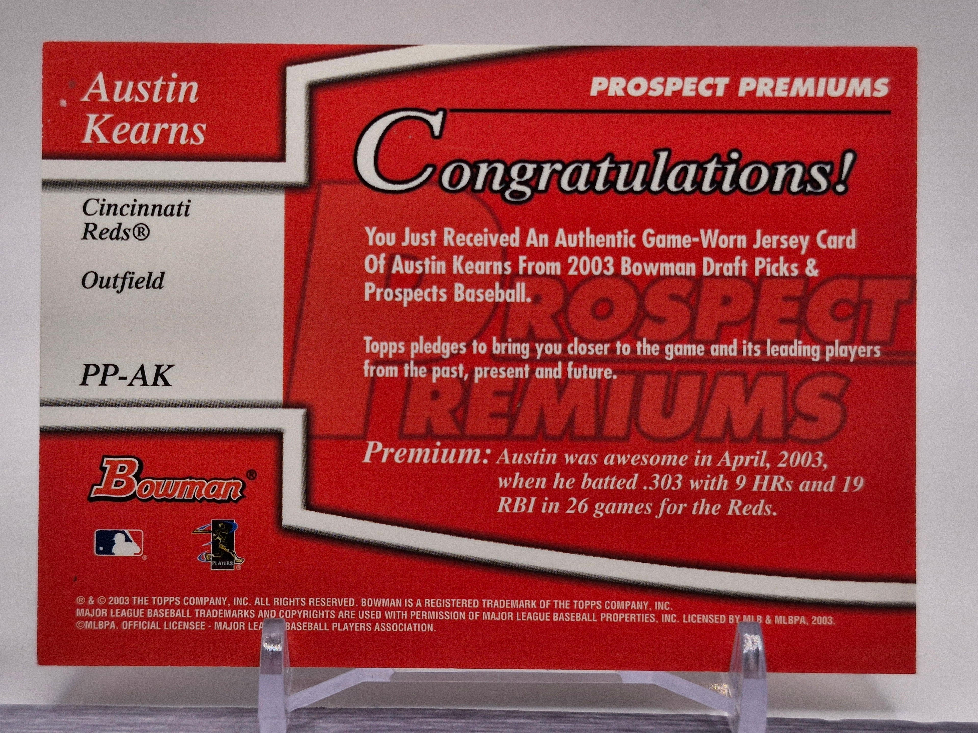 2003 Bowman Draft Picks & Prospects #PP-AK Austin Kearns Prospect Relics