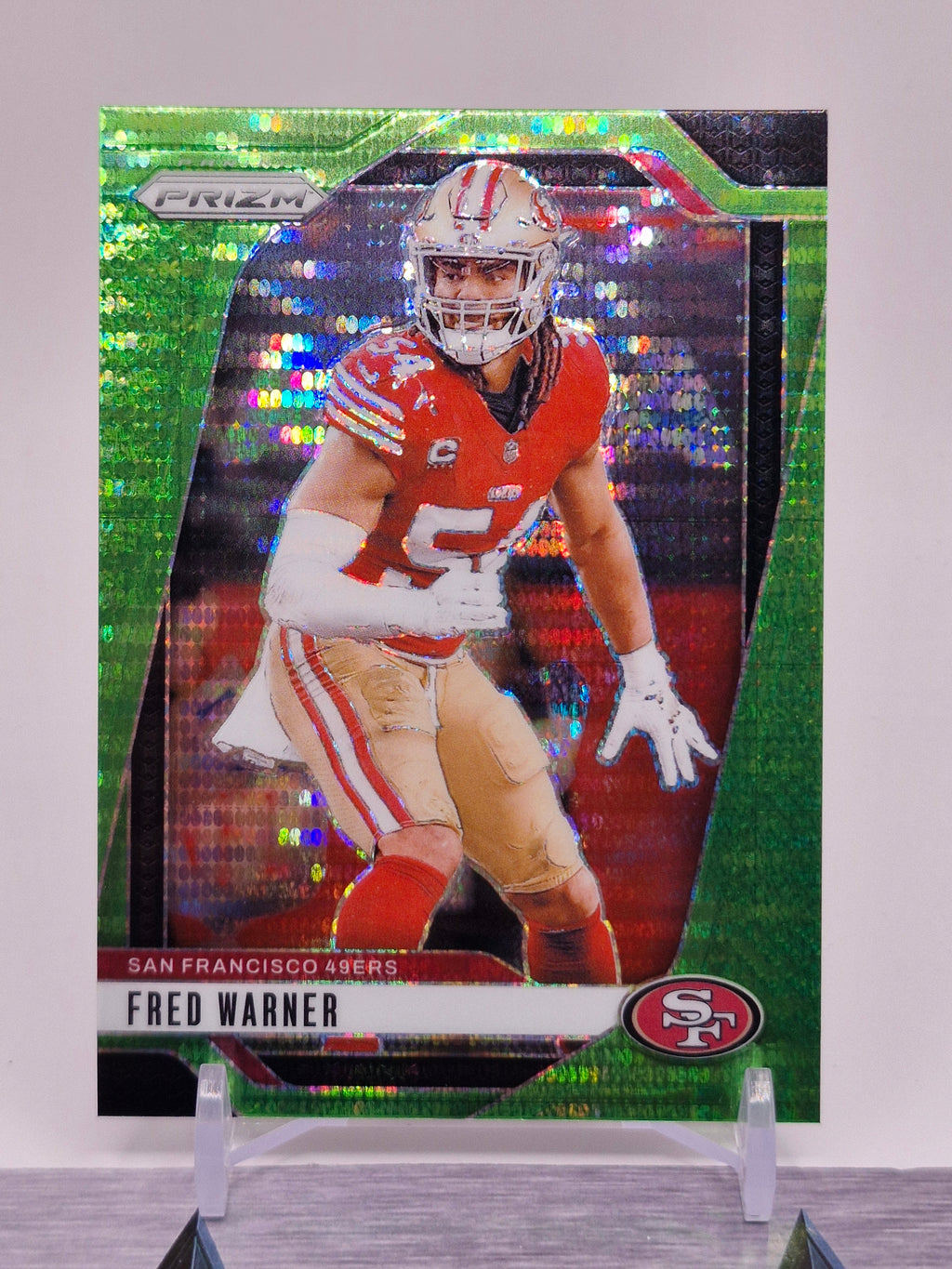 2024 Panini Prizm #255 Fred Warner Neon Green Pulsar