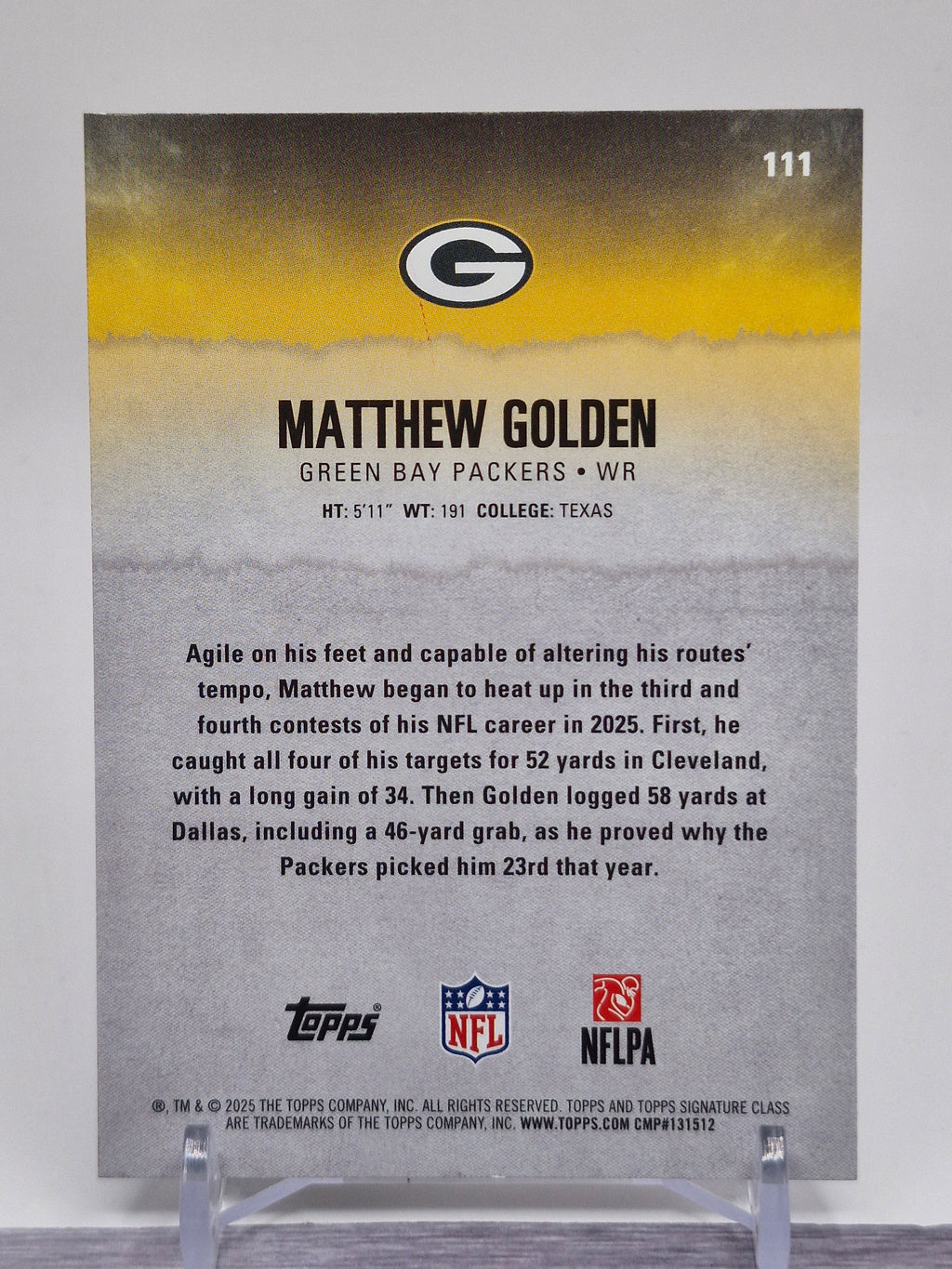 2025 Topps Signature Class #111 Matthew Golden