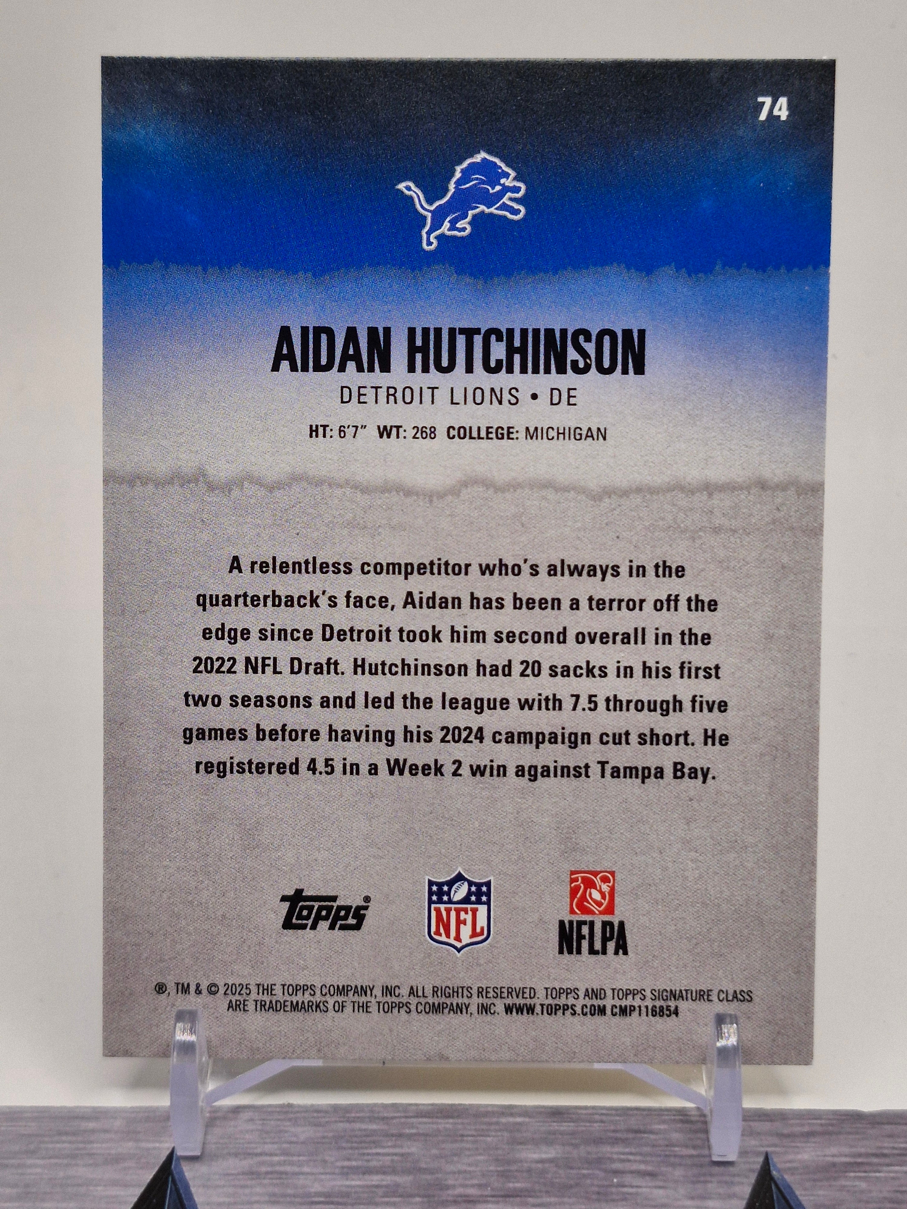 2025 Topps Signature Class #74 Aidan Hutchinson Blue & Yellow