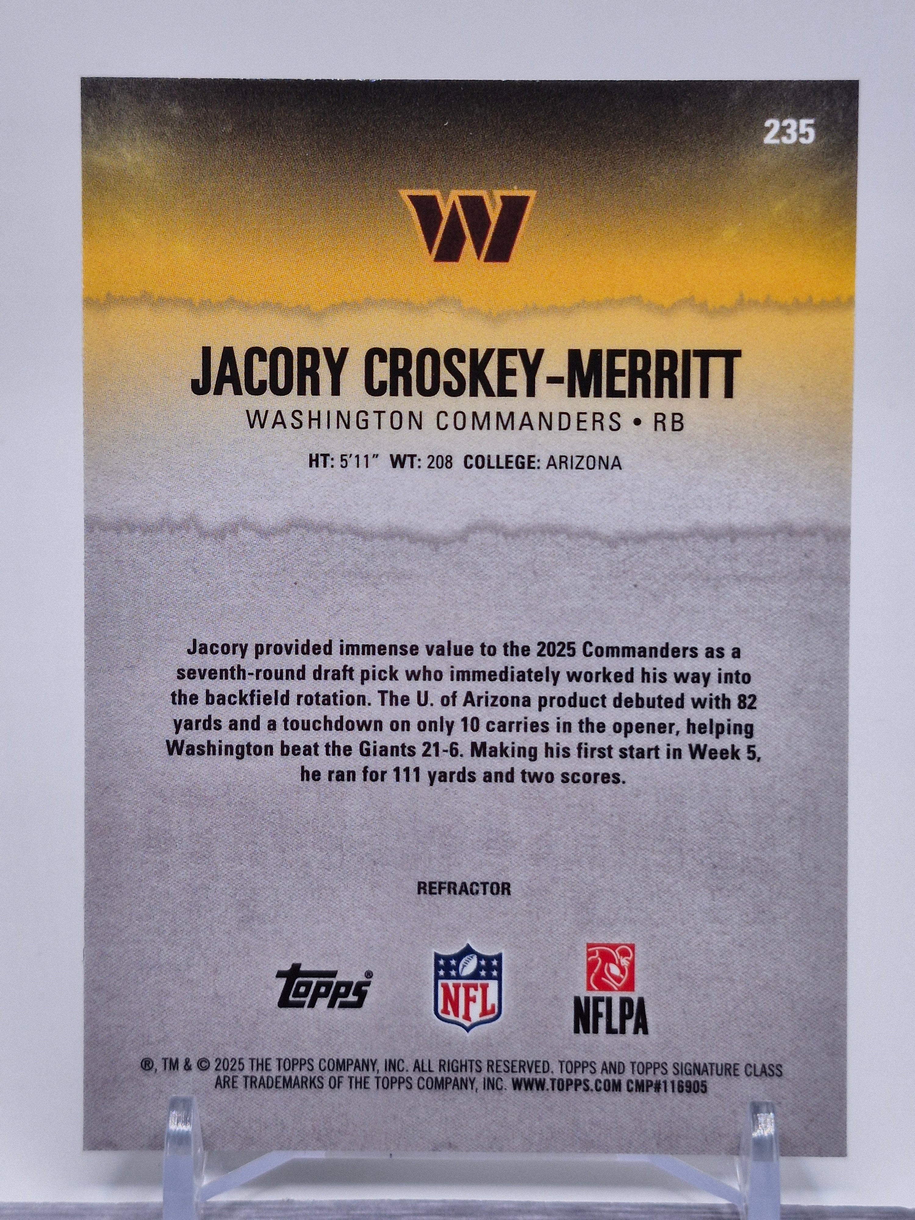 2025 Topps Signature Class #235 Jacory Croskey-Merritt Chrome