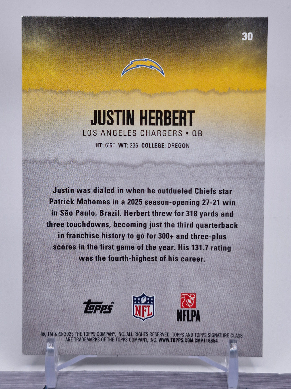 2025 Topps Signature Class #30 Justin Herbert