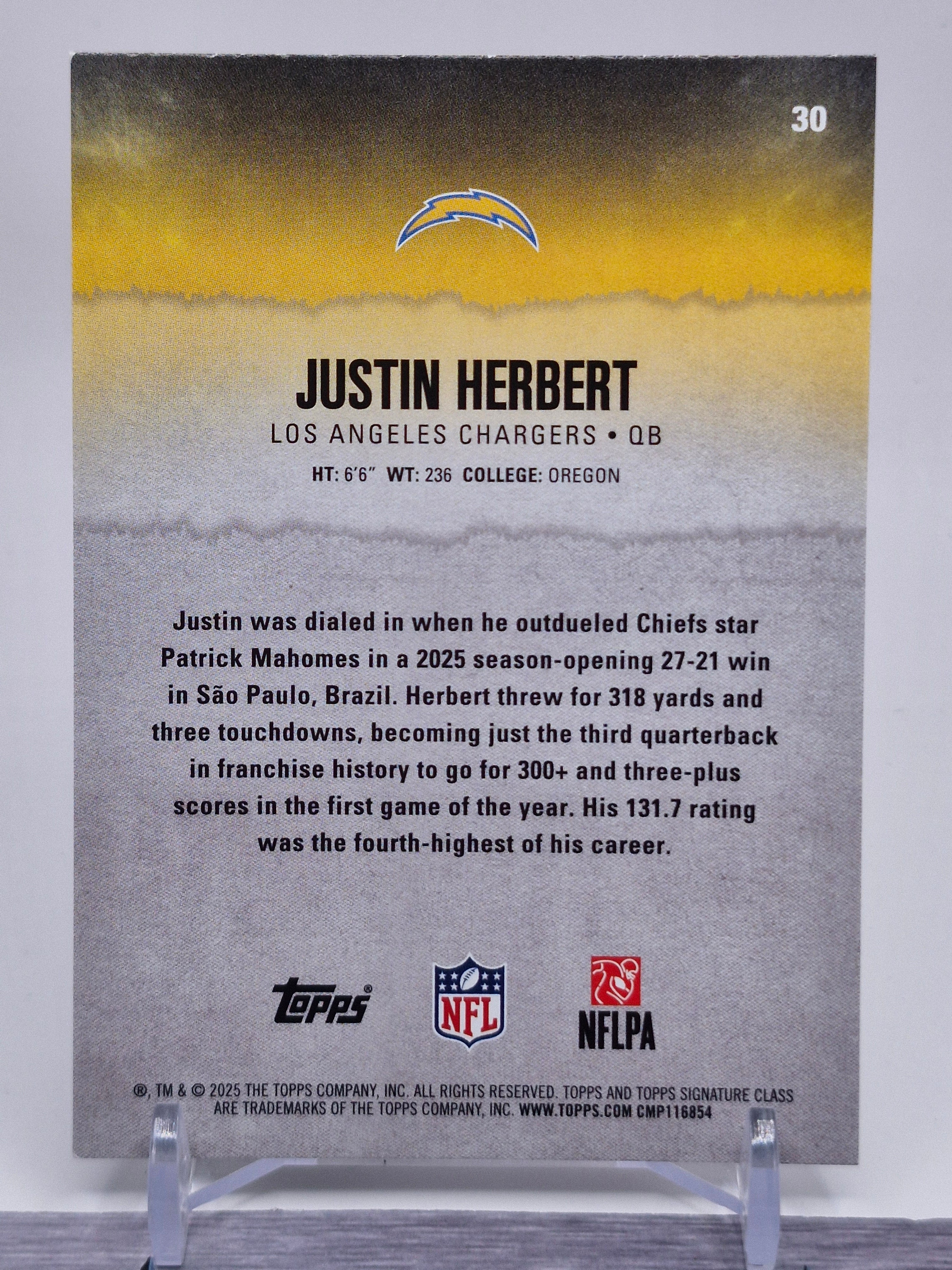 2025 Topps Signature Class #30 Justin Herbert