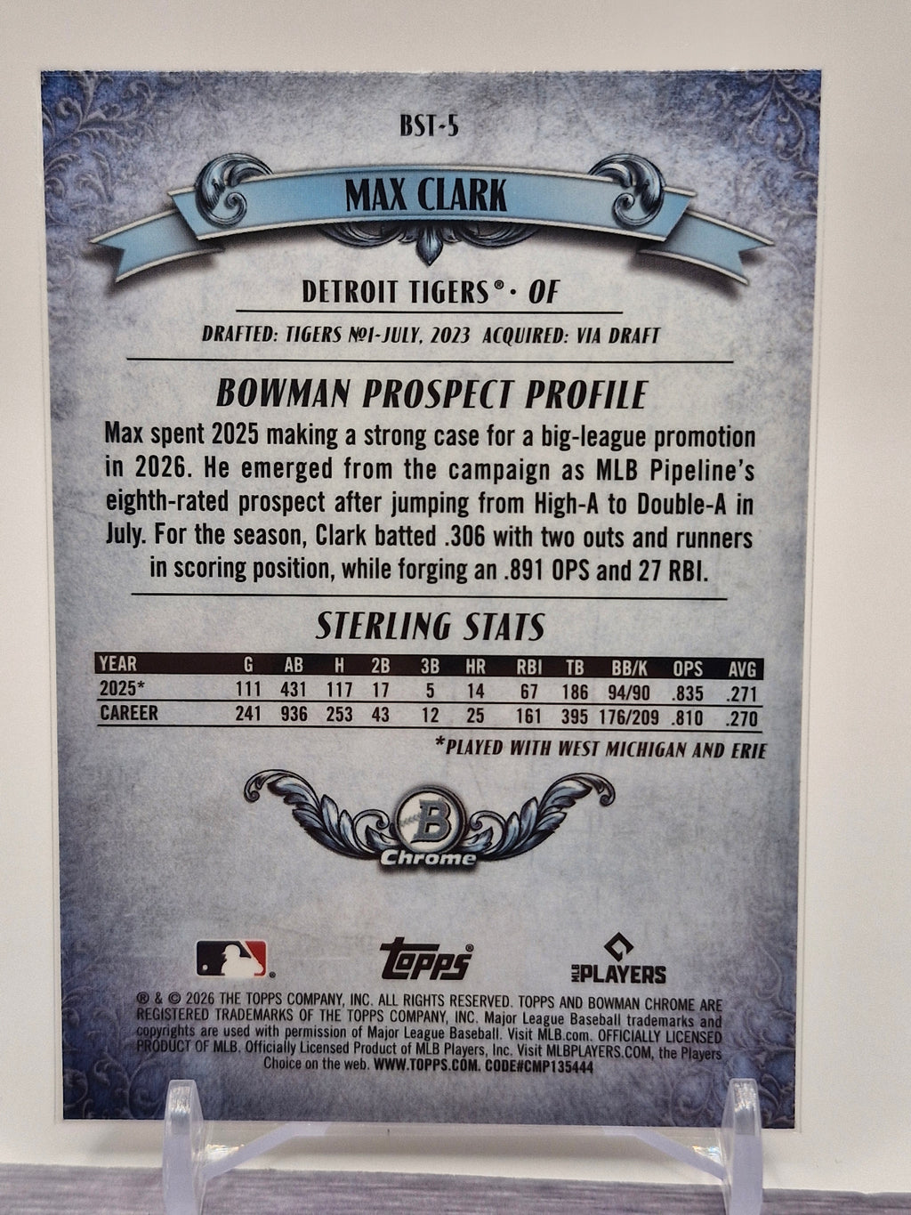2026 Bowman #BST-5 Max Clark Bowman Sterling Refractor