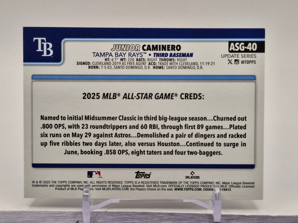 2025 Topps Chrome Update #ASGC-21 Junior Caminero 2025 All-Star Game Refractor