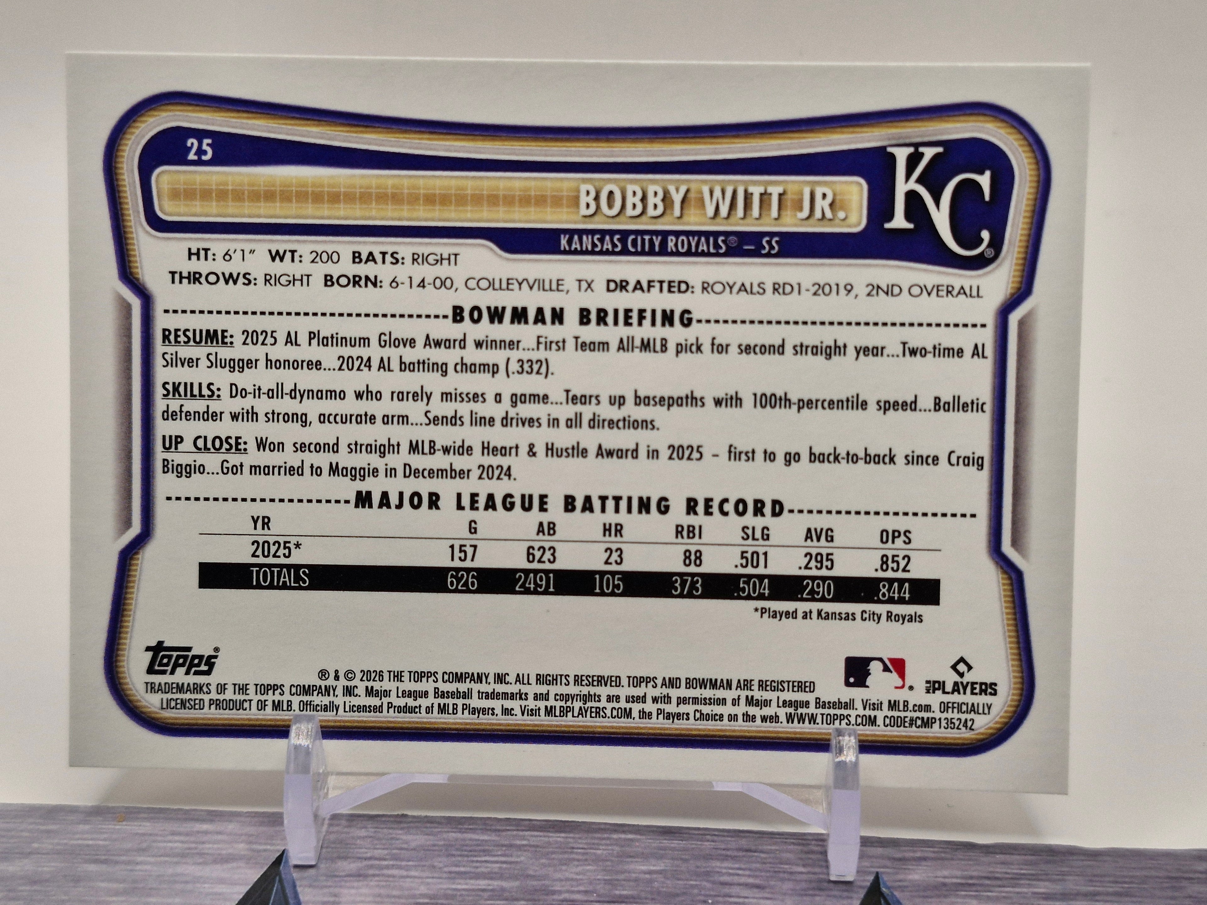 2026 Bowman #25 Bobby Witt Jr.