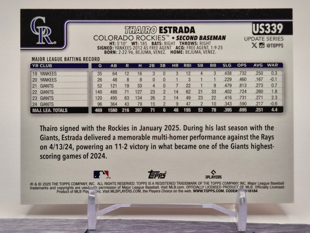 2025 Topps Update #US339 Thairo Estrada Holiday