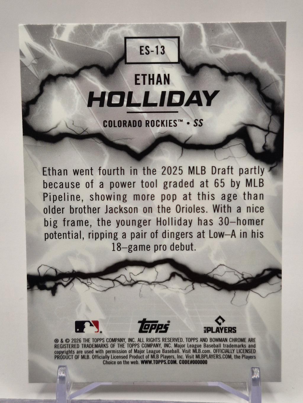 2026 Bowman #ES-13 Ethan Holliday Electric Sluggers
