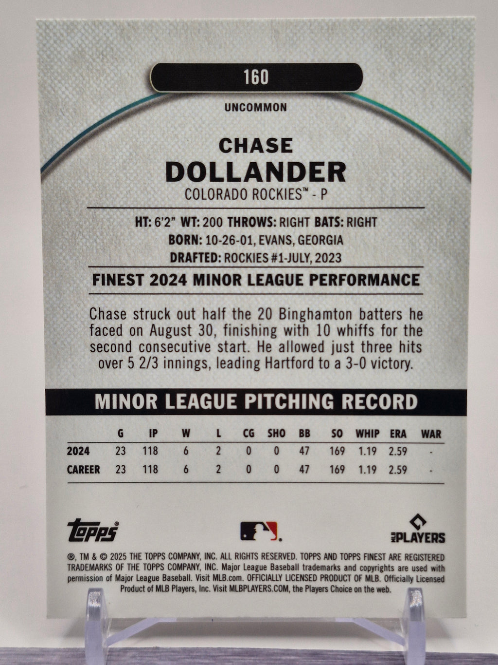 2025 Finest #160 Chase Dollander