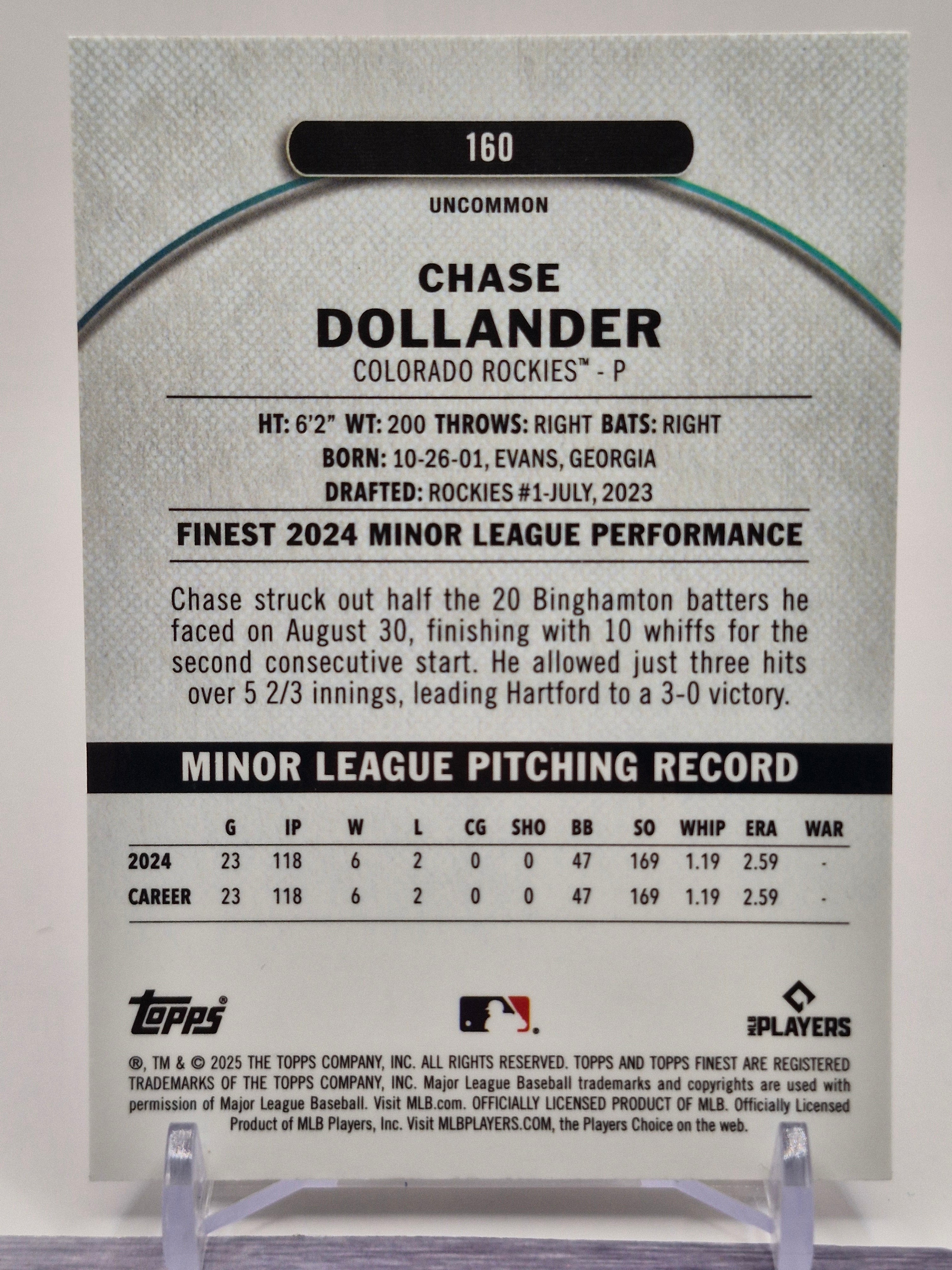 2025 Finest #160 Chase Dollander