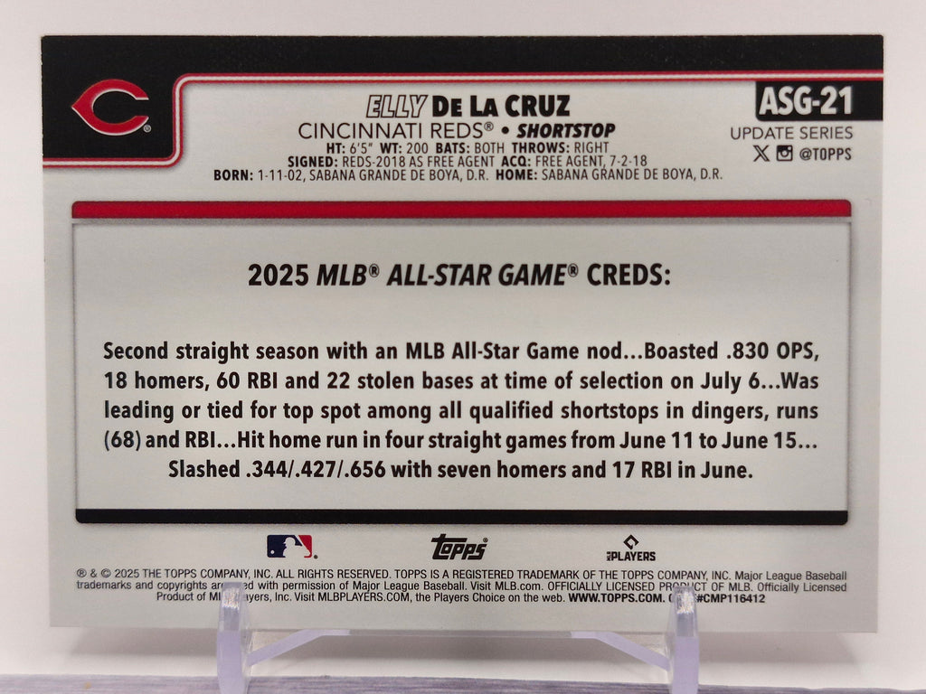 2025 Topps Update #ASG-21 Elly De La Cruz 2025 All-Star Game