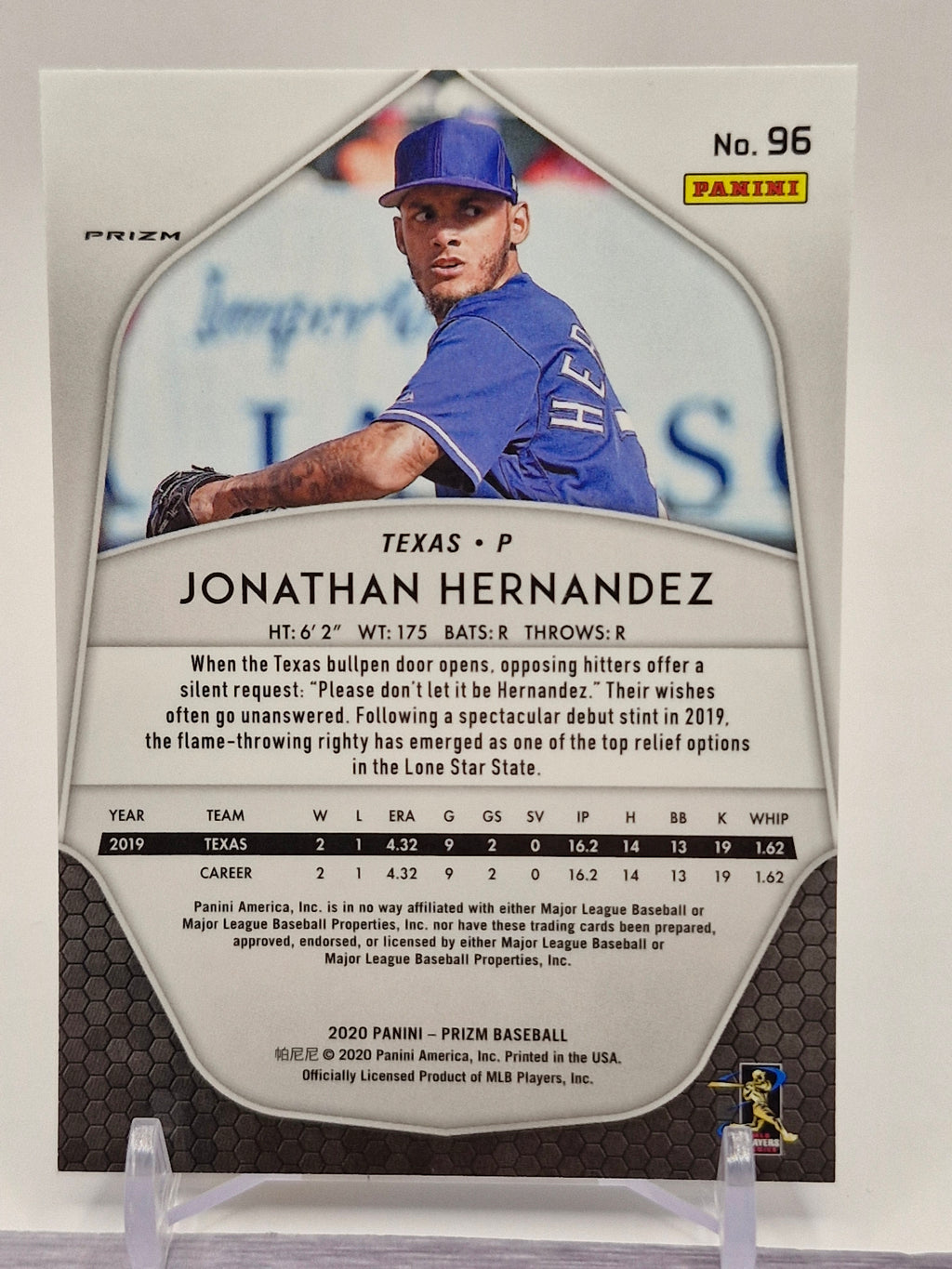 2020 Panini Prizm #96 Jonathan Hernandez Carolina Blue Prizm