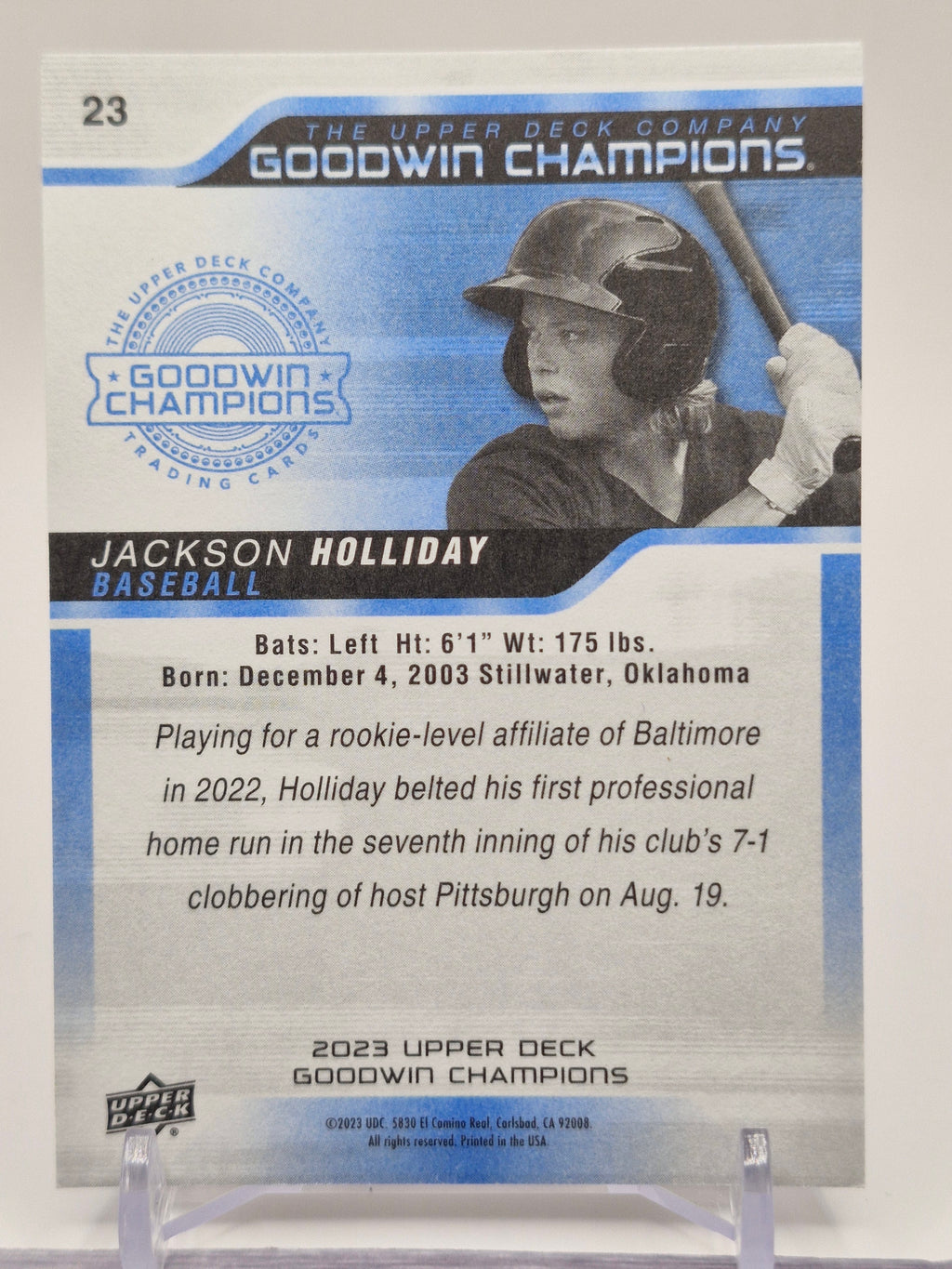 2023 Upper Deck Goodwin Champions #23 Jackson Holliday Royal Blue