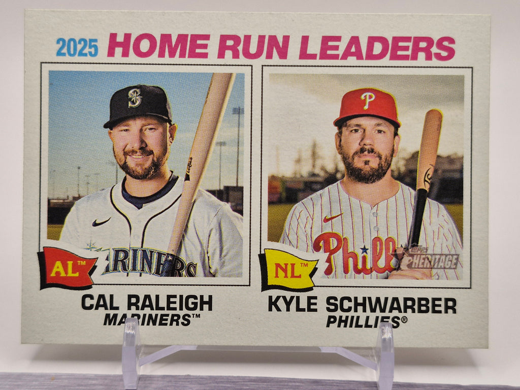 2026 Topps Heritage #2 2025 Home Run Leaders (Cal Raleigh / Kyle Schwarber)