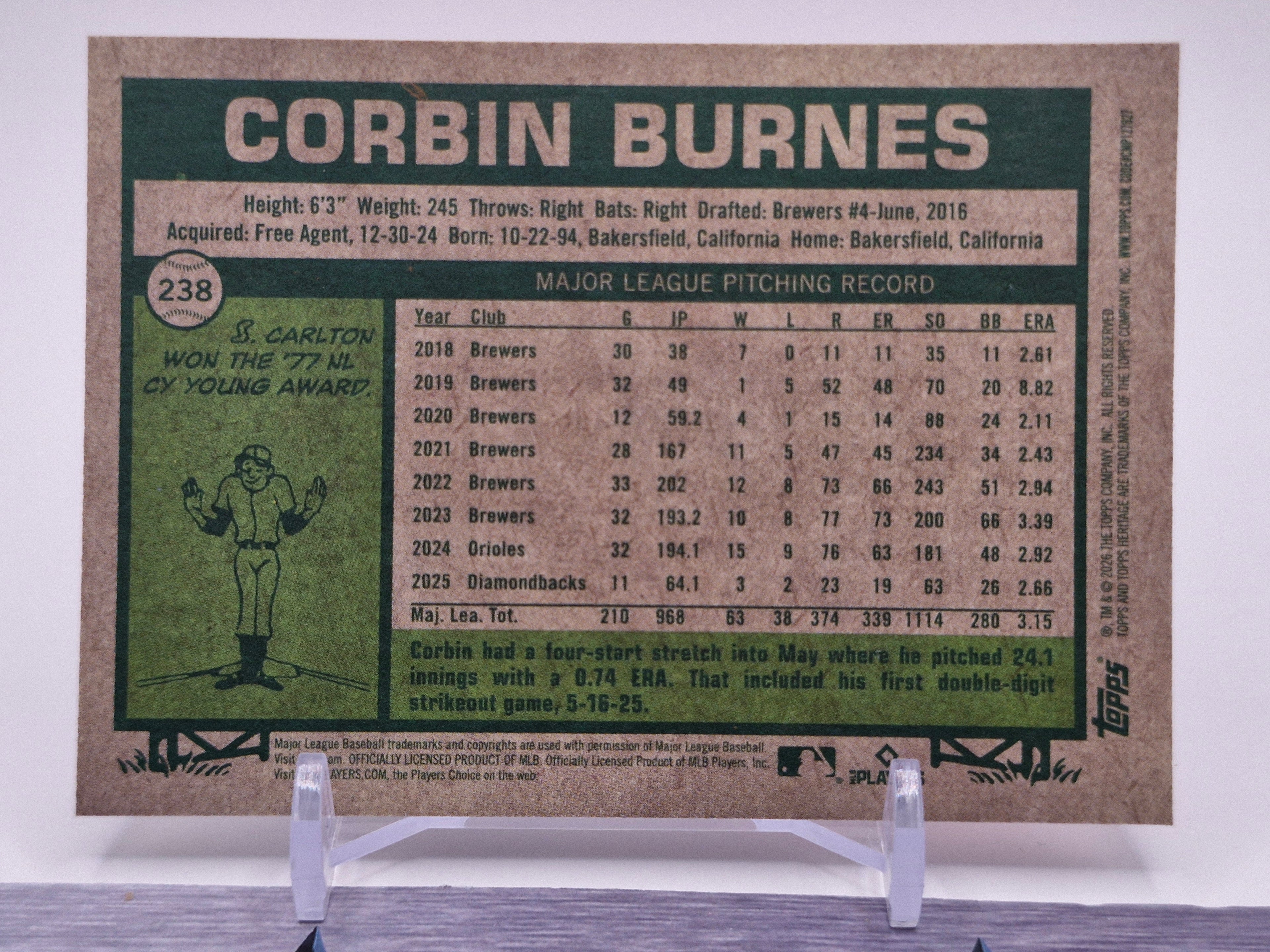 2026 Topps Heritage #238 Corbin Burnes Chrome