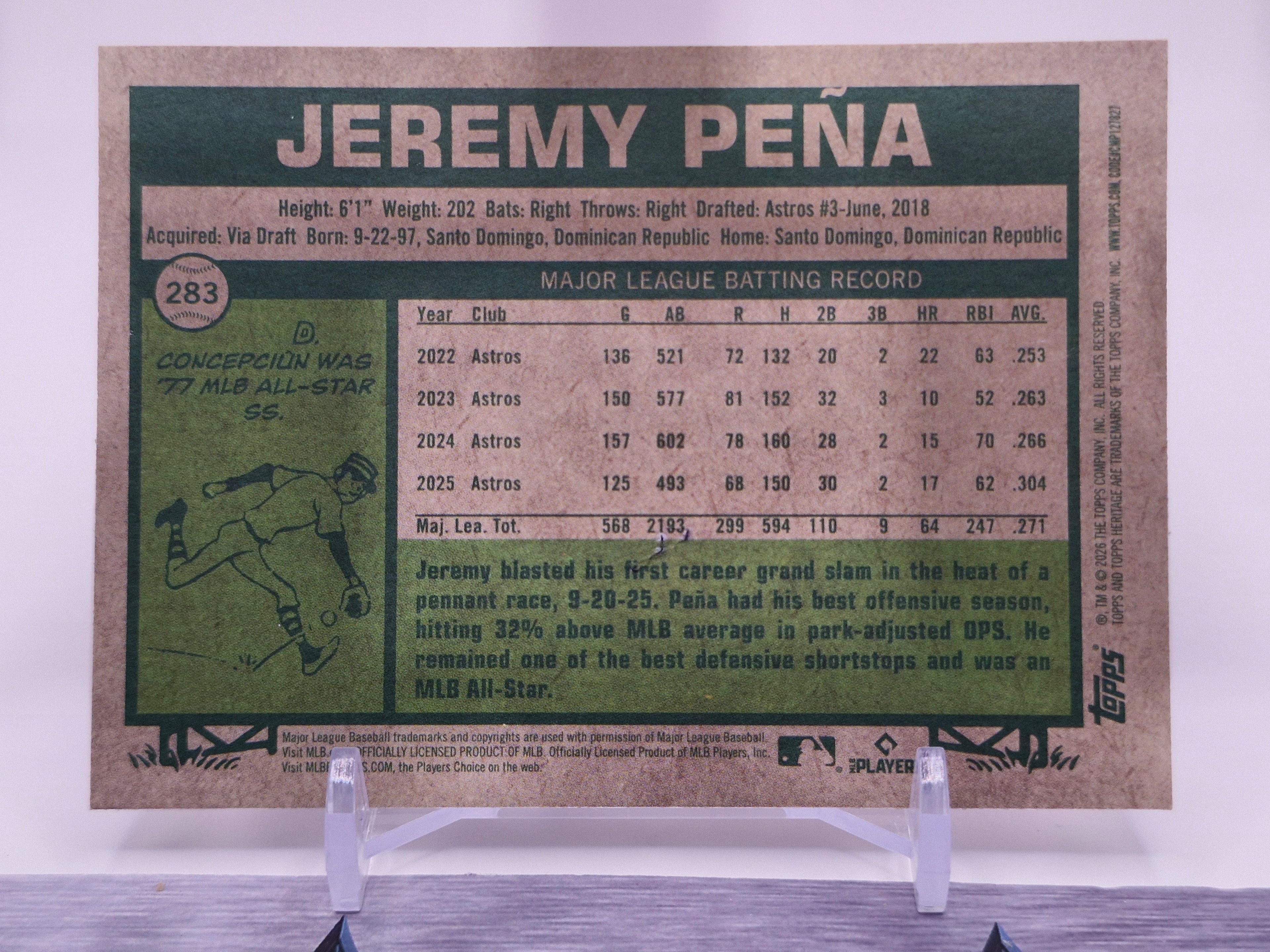 2026 Topps Heritage #283 Jeremy Peña Chrome