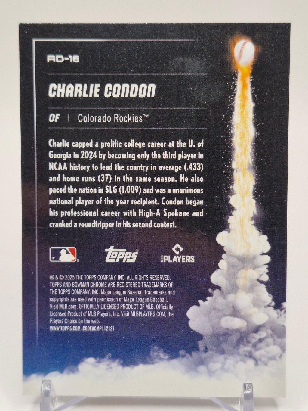 2025 Bowman Chrome #AD-23 Charlie Condon Adios