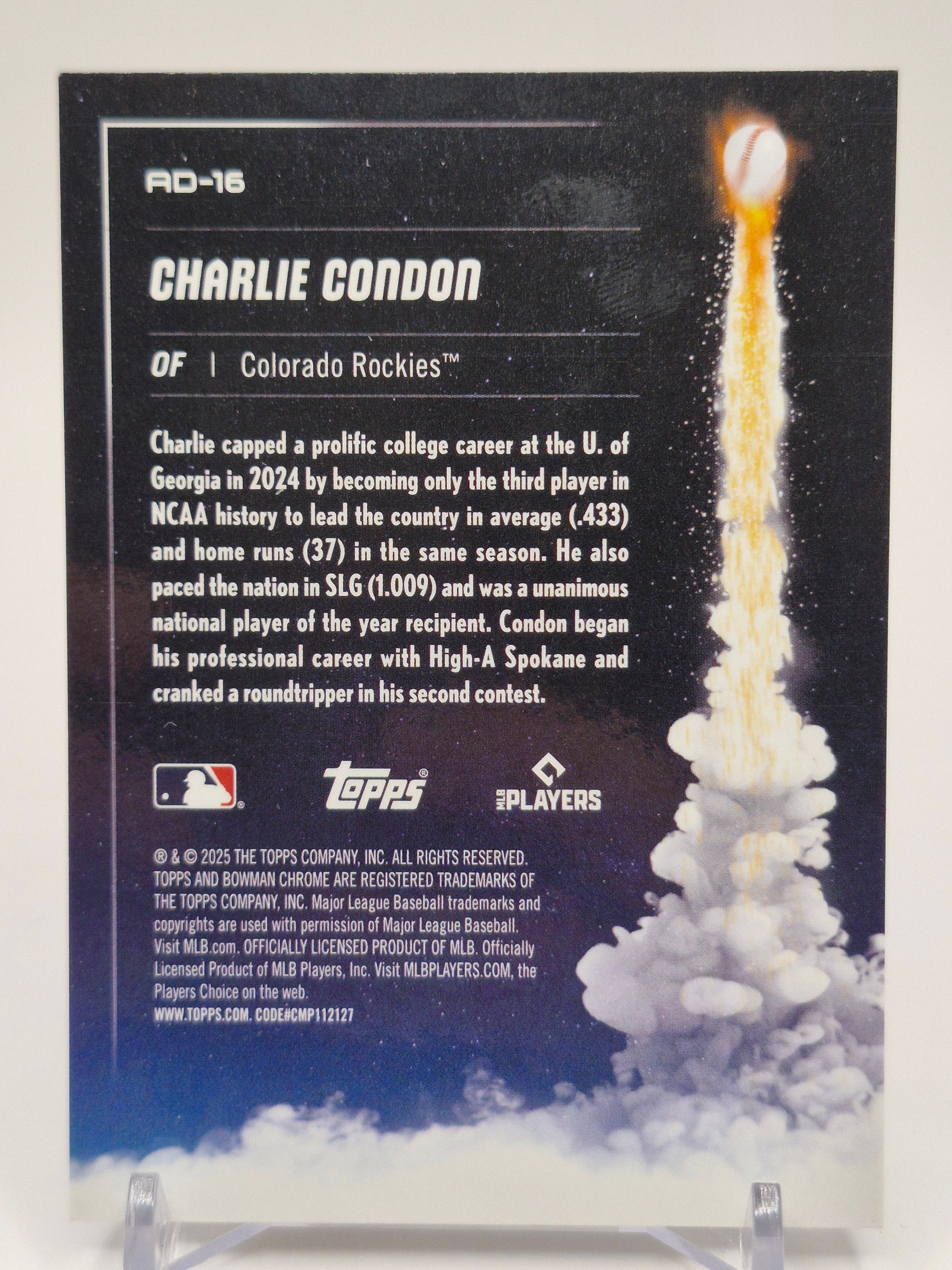2025 Bowman Chrome #AD-23 Charlie Condon Adios