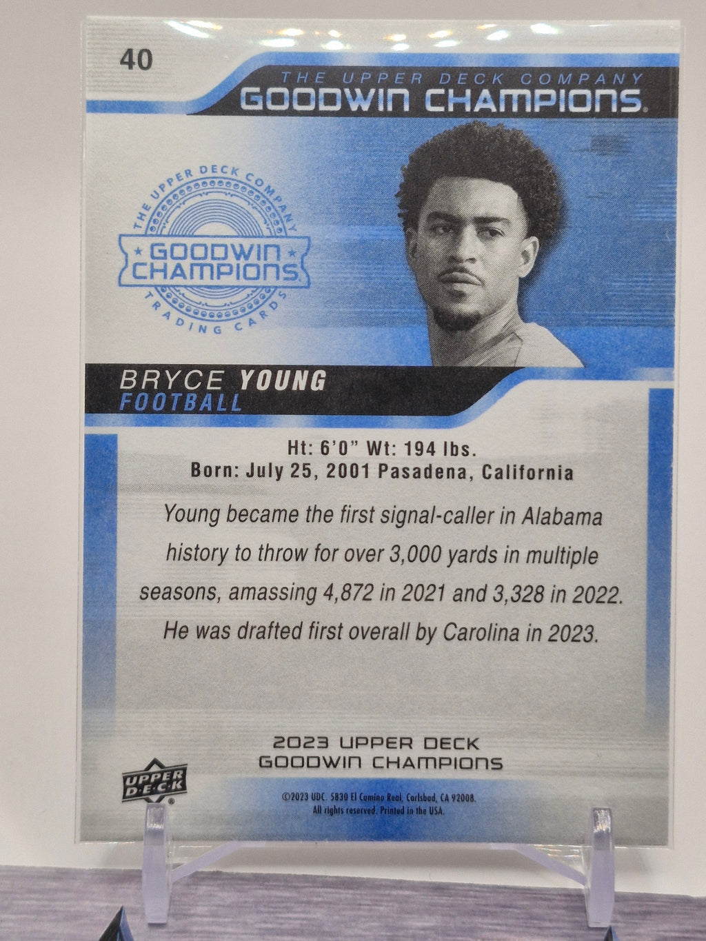 2023 Upper Deck Goodwin Champions #40 Bryce Young Royal Blue