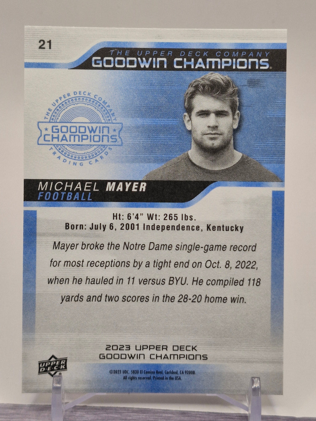 2023 Upper Deck Goodwin Champions #21 Michael Mayer Blank Backs