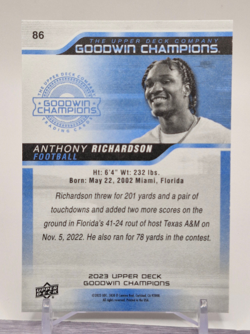 2023 Upper Deck Goodwin Champions #86 Anthony Richardson Royal Blue