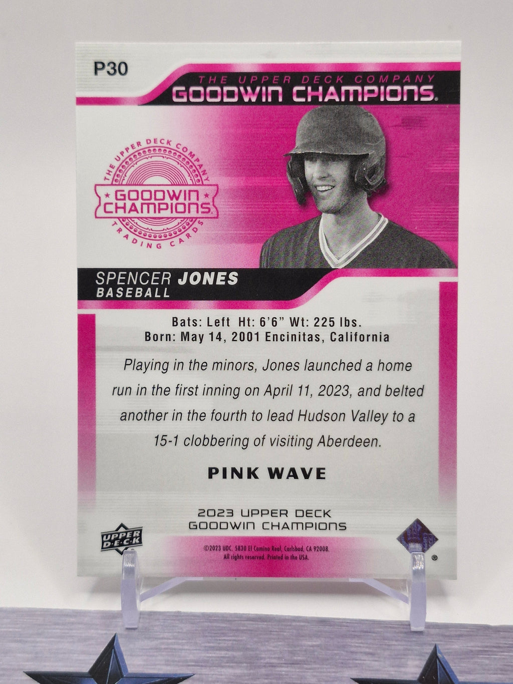 2023 Upper Deck Goodwin Champions #P30 Spencer Jones Platinum Pink Wave