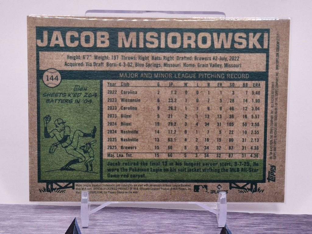 2026 Topps Heritage #144 Jacob Misiorowski