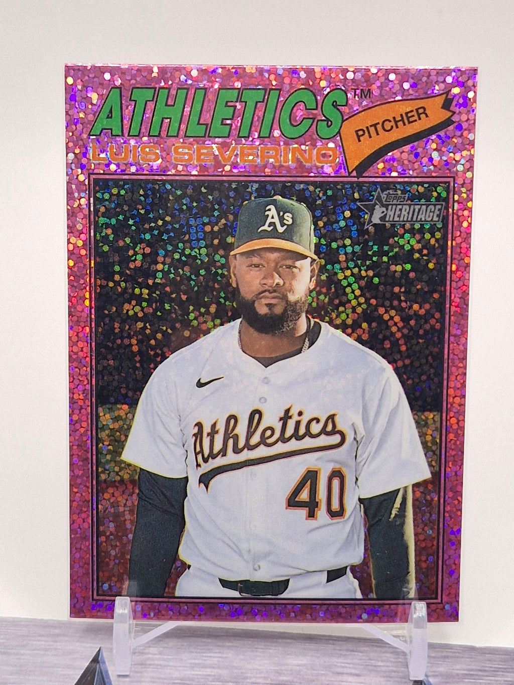 2026 Topps Heritage #206 Luis Severino Chrome Pink Sparkle Refractors