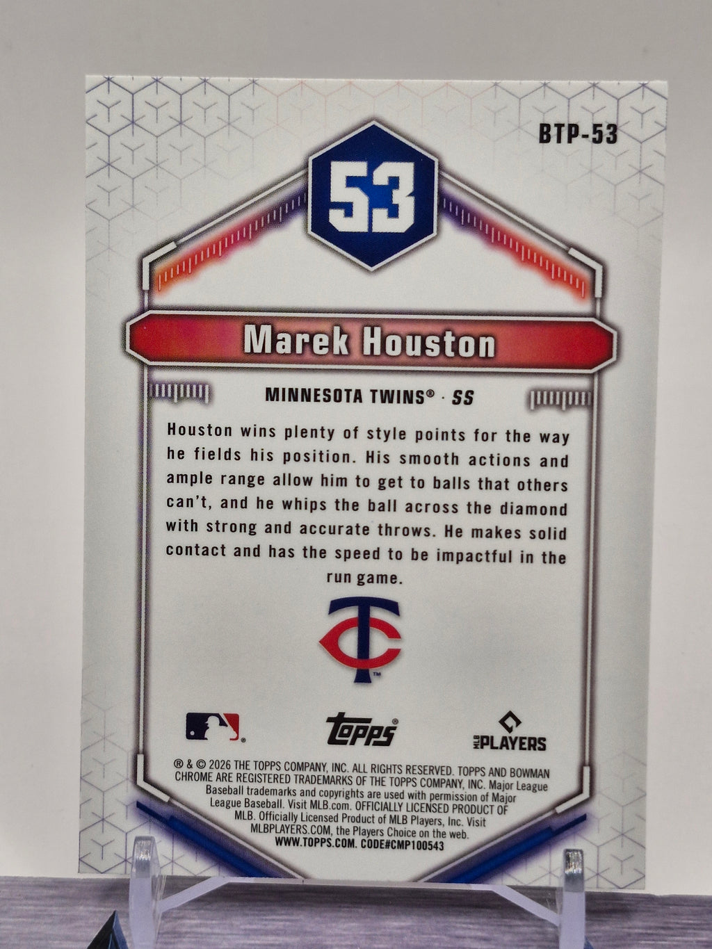 2026 Bowman #BTP-53 Marek Houston Bowman Scouts' Top 100
