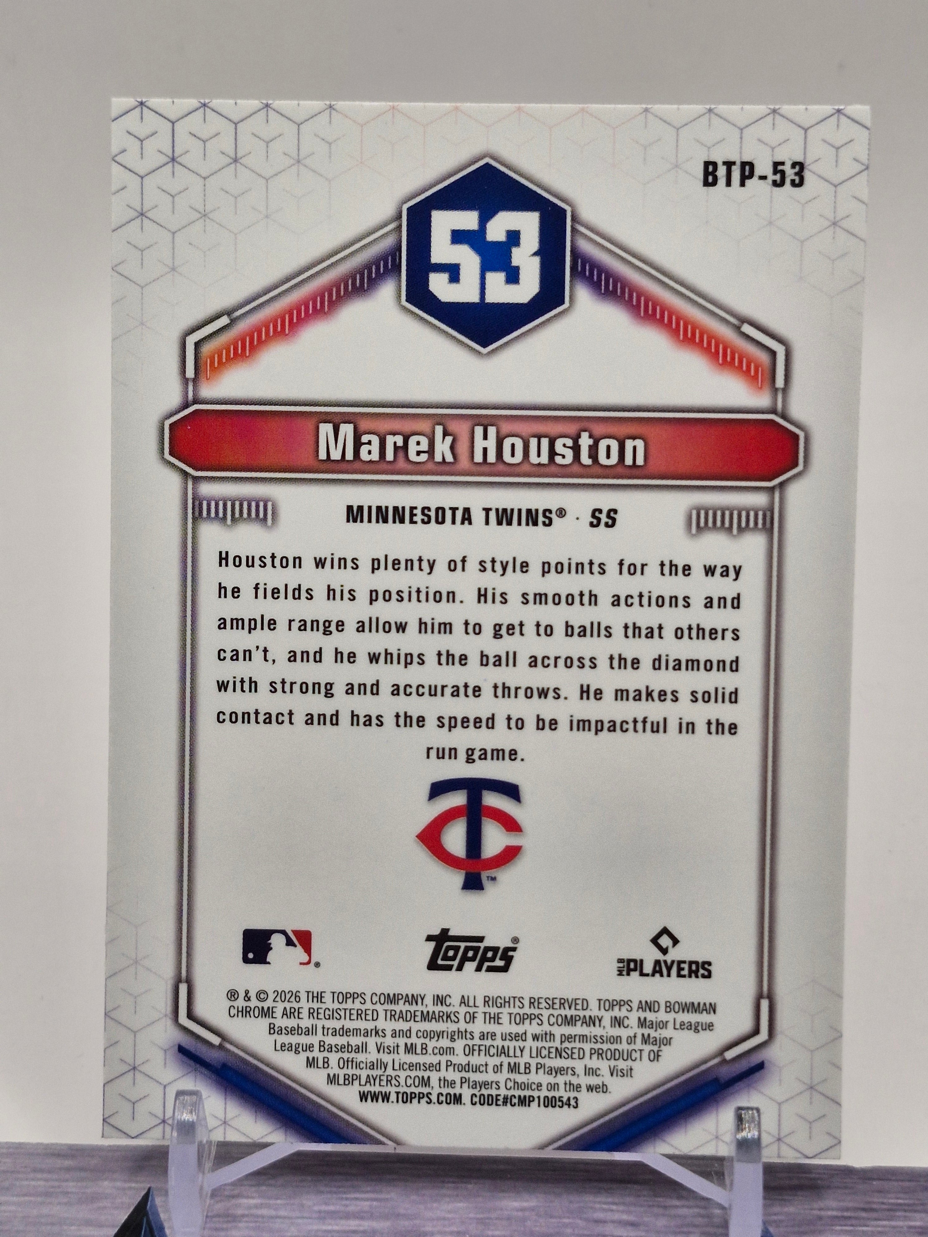 2026 Bowman #BTP-53 Marek Houston Bowman Scouts' Top 100