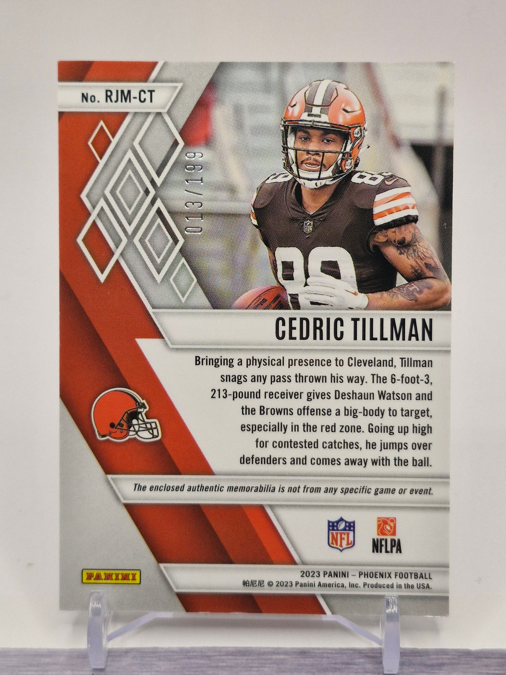 2023 Panini Phoenix #RJM-CT Cedric Tillman Rookie Jumbo Memorabilia #/199